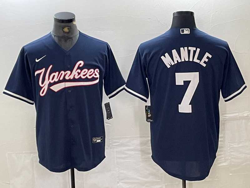 Men%27s New York Yankees #7 Mickey Mantle Navy Cool Base Stitched Baseball Jersey->new york yankees->MLB Jersey
